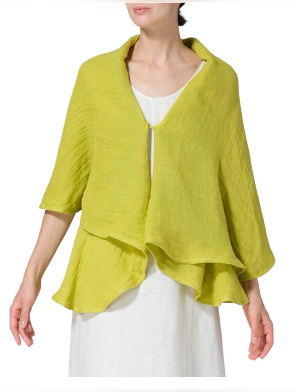 NWT Vivid Linen Reversible Cape Jacket Chartreuse Yellow Plus Size 2X